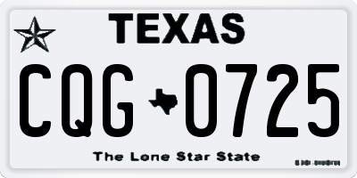 TX license plate CQG0725
