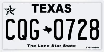 TX license plate CQG0728