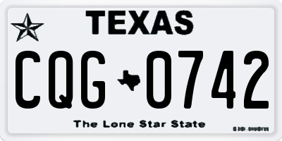 TX license plate CQG0742