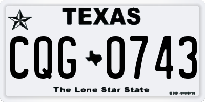 TX license plate CQG0743