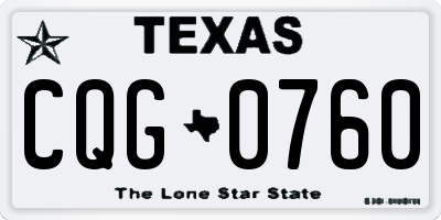 TX license plate CQG0760