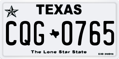 TX license plate CQG0765