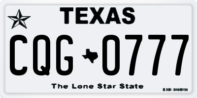 TX license plate CQG0777