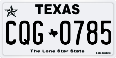 TX license plate CQG0785
