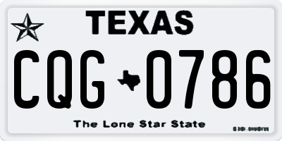TX license plate CQG0786