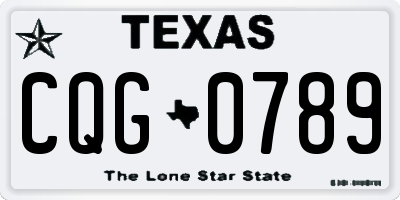 TX license plate CQG0789