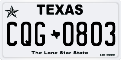 TX license plate CQG0803