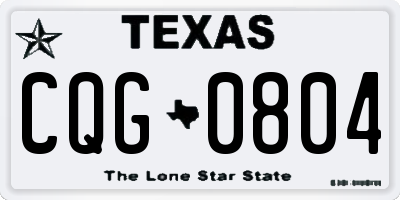 TX license plate CQG0804