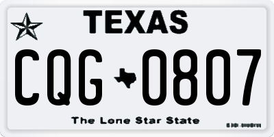 TX license plate CQG0807