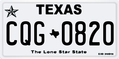 TX license plate CQG0820