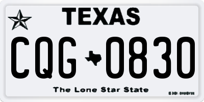 TX license plate CQG0830