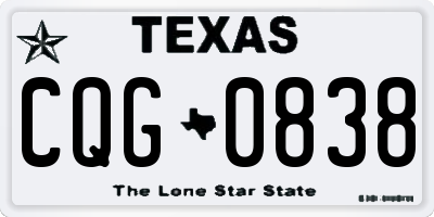 TX license plate CQG0838