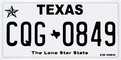 TX license plate CQG0849