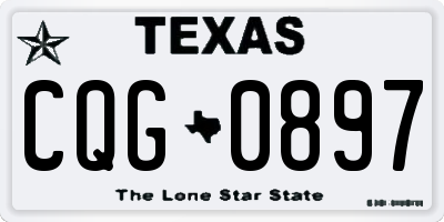 TX license plate CQG0897