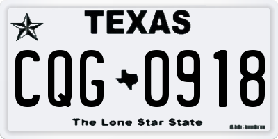 TX license plate CQG0918