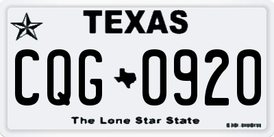 TX license plate CQG0920