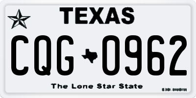 TX license plate CQG0962
