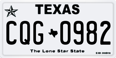 TX license plate CQG0982