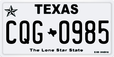 TX license plate CQG0985