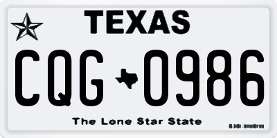 TX license plate CQG0986
