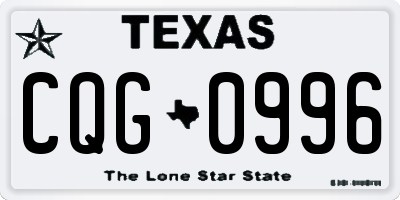 TX license plate CQG0996