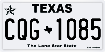 TX license plate CQG1085
