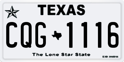 TX license plate CQG1116