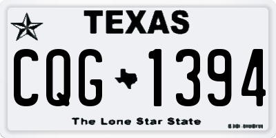 TX license plate CQG1394
