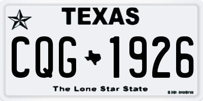 TX license plate CQG1926