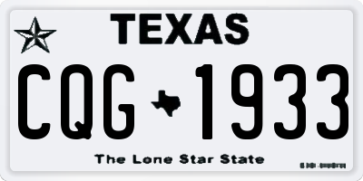 TX license plate CQG1933