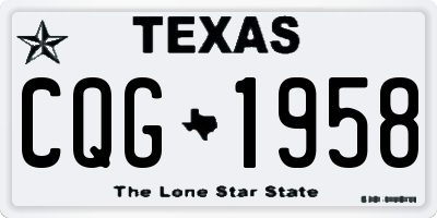 TX license plate CQG1958