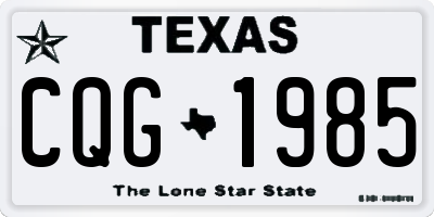 TX license plate CQG1985