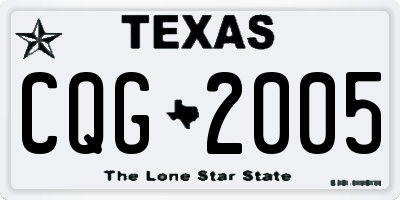 TX license plate CQG2005