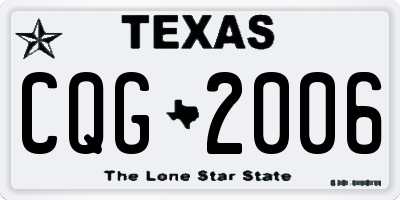 TX license plate CQG2006