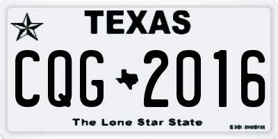TX license plate CQG2016