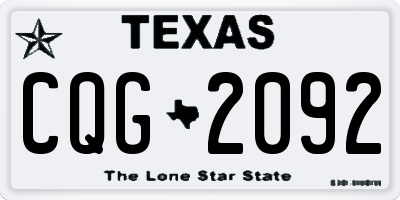 TX license plate CQG2092