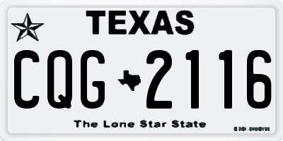 TX license plate CQG2116