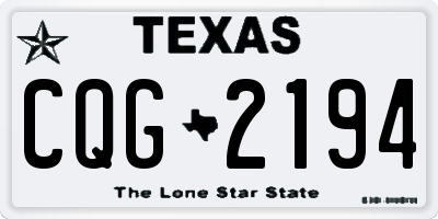 TX license plate CQG2194