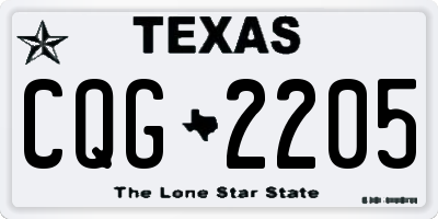 TX license plate CQG2205