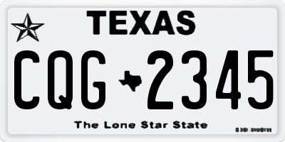 TX license plate CQG2345
