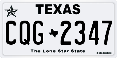 TX license plate CQG2347