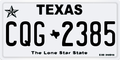 TX license plate CQG2385