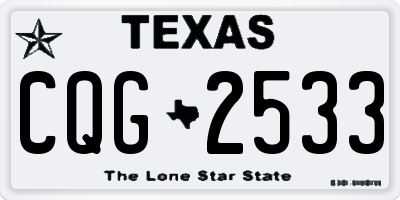 TX license plate CQG2533