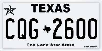 TX license plate CQG2600