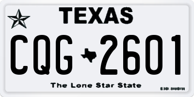 TX license plate CQG2601