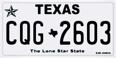 TX license plate CQG2603