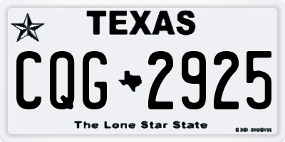 TX license plate CQG2925