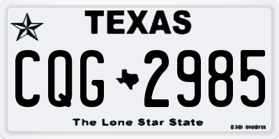 TX license plate CQG2985