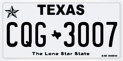 TX license plate CQG3007
