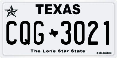 TX license plate CQG3021